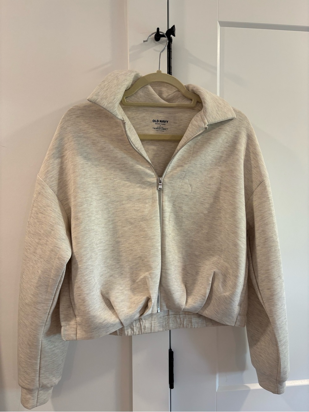Old Navy Heathered Light Gray Zip Bomber Jacket